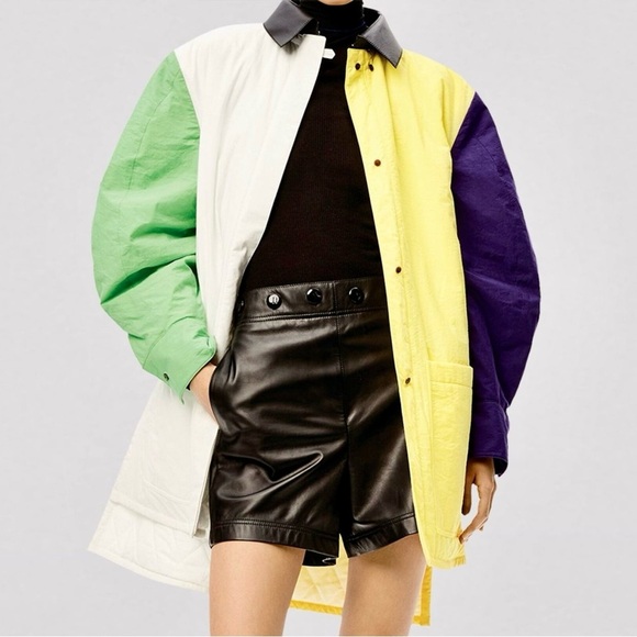 NWT Loewe Padded Overshirt Multicolored Jacket Leather Collar Over shir multi - Picture 14 of 16